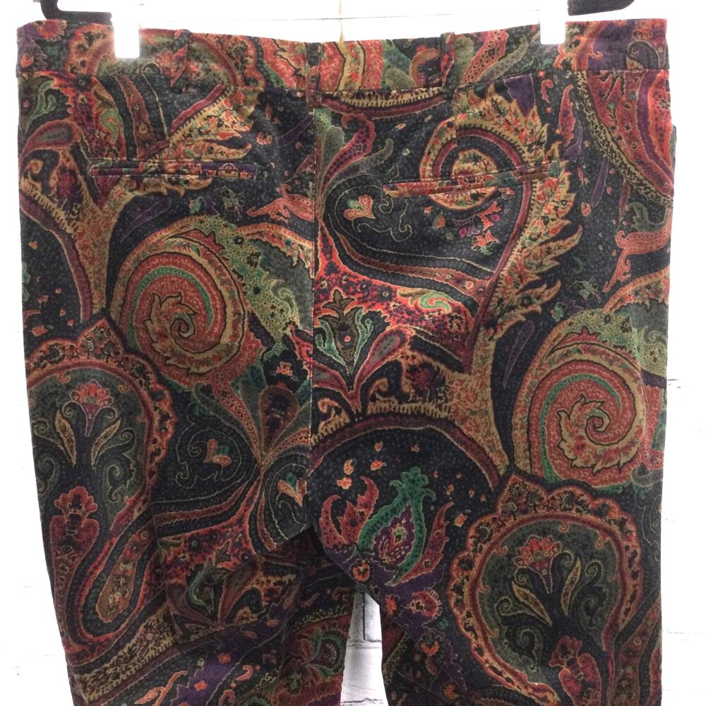 Lauren Ralph Lauren 90s Vintage Paisley Midrise Soft Straight Leg Brown Pant 16W - Picture 5 of 15